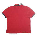 TOMMY HILFIGER Mens Red Polo Shirt L Short Sleeve Logo Cotton Casual Classic
