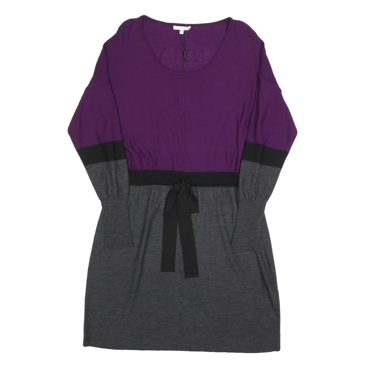 paule ka knit dress Womens Purple & Grey Wool Blend Day Long Sleeve XL Elevated Casual