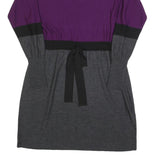 PAULE KA Womens Purple & Grey Wool Blend Day Dress Knit Long Sleeve XL
