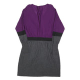 PAULE KA Womens Purple & Grey Wool Blend Day Dress Knit Long Sleeve XL
