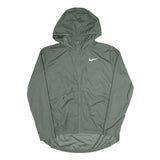 NIKE Womens Green Jacket M Polyester Blend Plain Hooded Zip Casual
