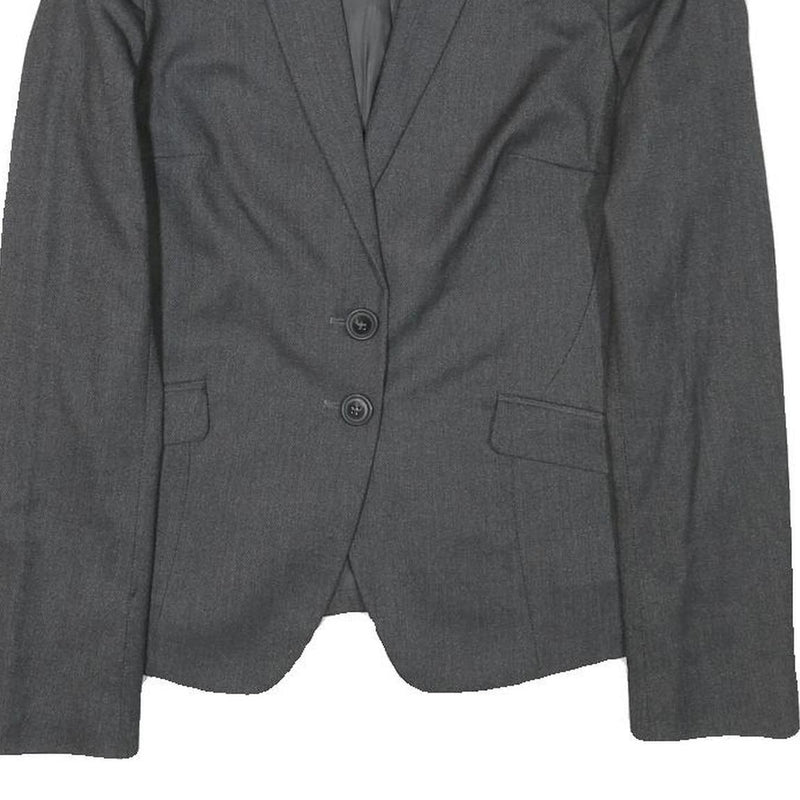 SISLEY Womens Grey Wool Blend Blazer Jacket S Woven Tailored Button Closure
