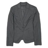 SISLEY Womens Grey Wool Blend Blazer Jacket S Woven Tailored Button Closure