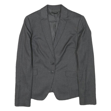 SISLEY Womens Grey Wool Blend Blazer Jacket S Woven Tailored Button Closure