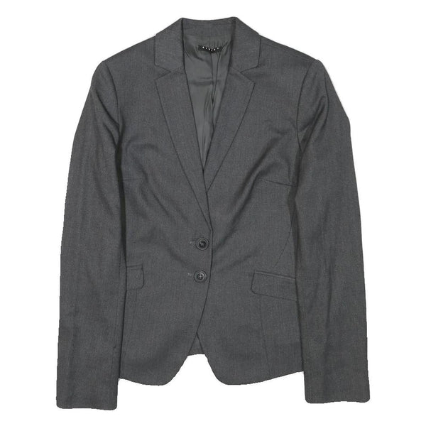 SISLEY Womens Grey Wool Blend Blazer Jacket S Woven Tailored Button Closure