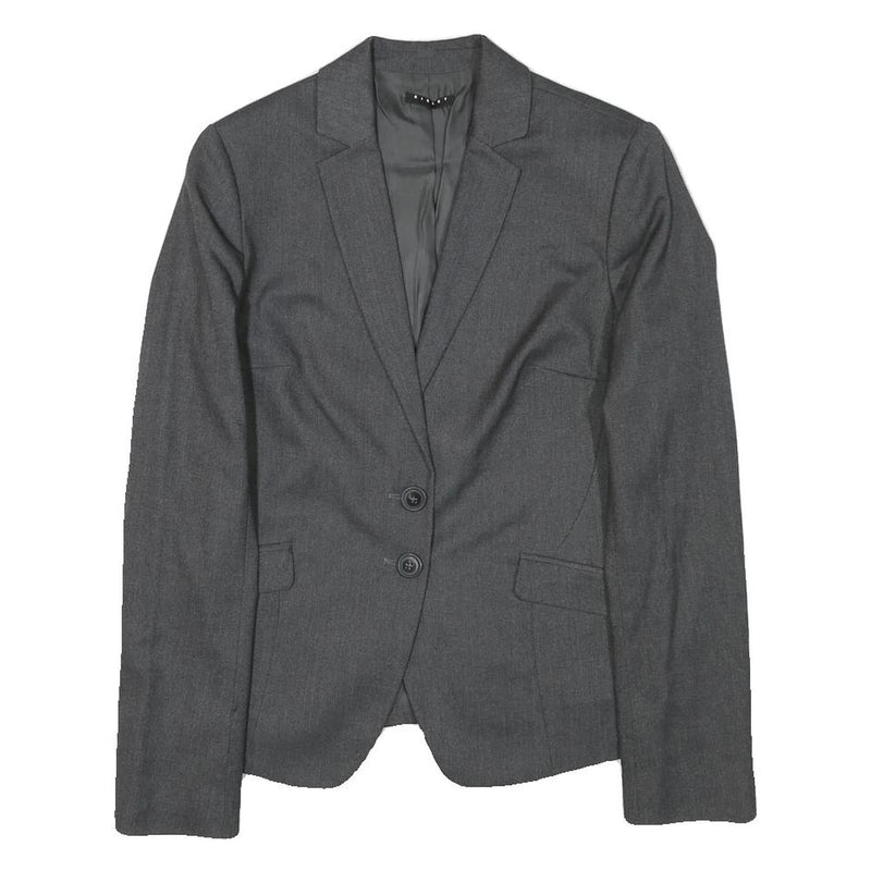 SISLEY Womens Grey Wool Blend Blazer Jacket S Woven Tailored Button Closure