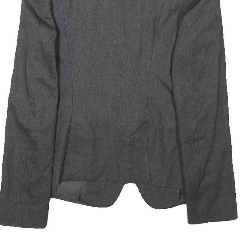 SISLEY Womens Grey Wool Blend Blazer Jacket S Woven Tailored Button Closure