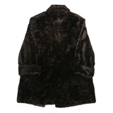 TYBER Womens Black Faux Fur Jacket L Cotton Blend Plain Button Closure