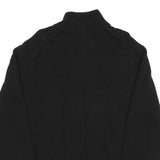 CALVIN KLEIN Mens Black Cotton Patterned Pullover Quarter Zip Jumper XL Stylish