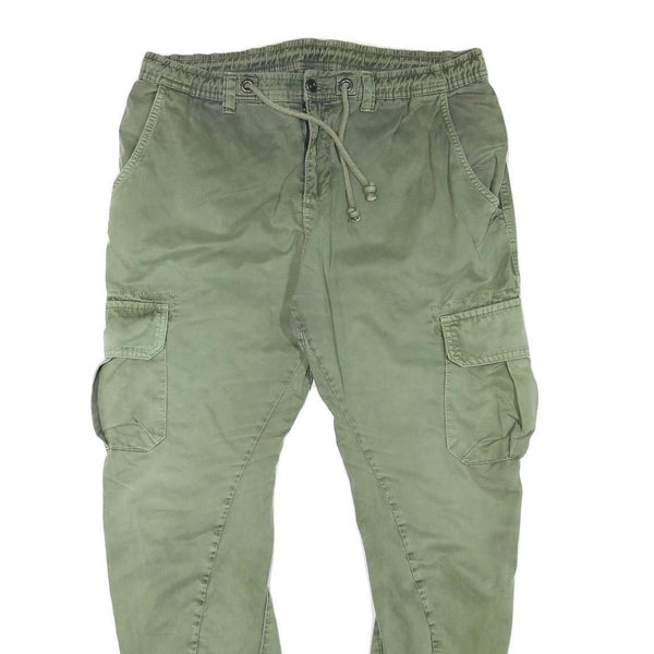 URBAN CLASSICS Mens Cotton Blend Green Slim Cargo Trousers W36 L29 Drawstring