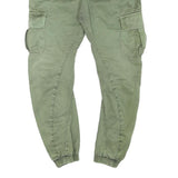 URBAN CLASSICS Mens Cotton Blend Green Slim Cargo Trousers W36 L29 Drawstring