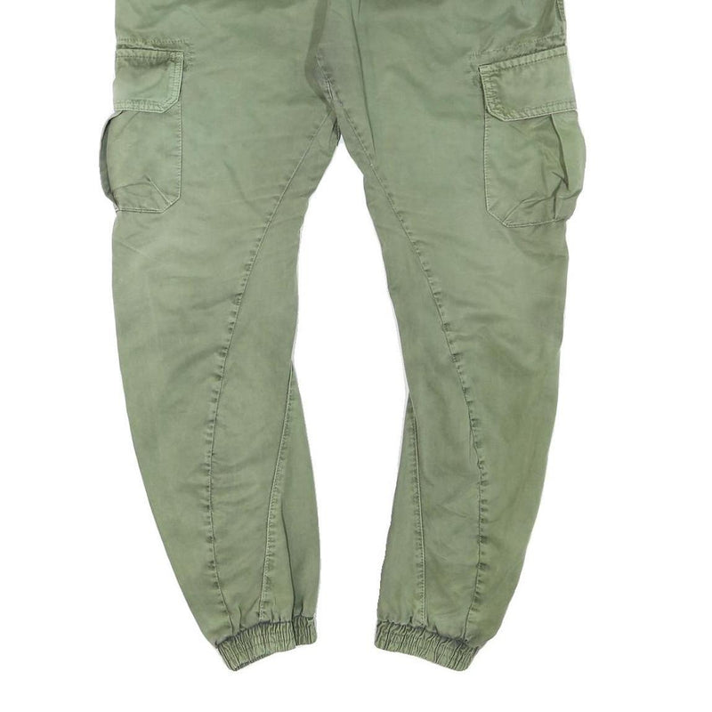 URBAN CLASSICS Mens Cotton Blend Green Slim Cargo Trousers W36 L29 Drawstring