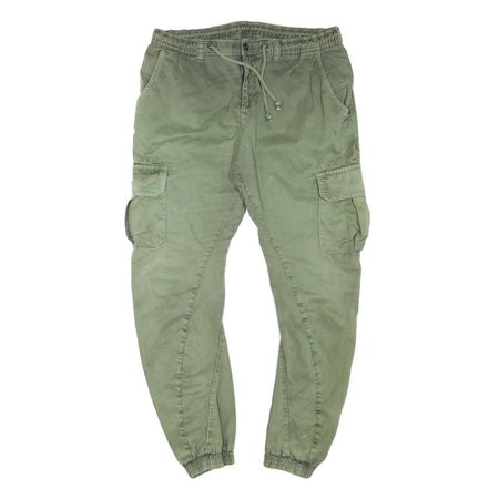URBAN CLASSICS Mens Cotton Blend Green Slim Cargo Trousers W36 L29 Drawstring