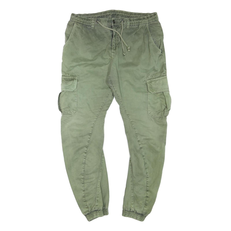 URBAN CLASSICS Mens Cotton Blend Green Slim Cargo Trousers W36 L29 Drawstring