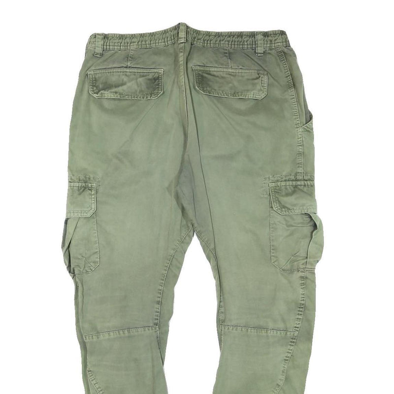 URBAN CLASSICS Mens Cotton Blend Green Slim Cargo Trousers W36 L29 Drawstring