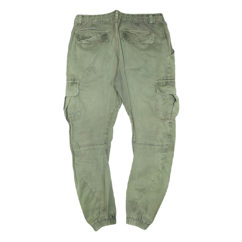 URBAN CLASSICS Mens Cotton Blend Green Slim Cargo Trousers W36 L29 Drawstring