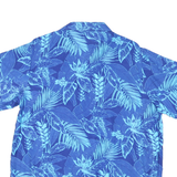 INDIA BOUTIQUE Mens Blue & Light Blue Tropical Print Shirt L Cotton Blend Casual
