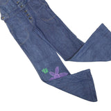 FADED GLORY Womens Blue Denim Dungarees Loose Cotton Blend XXS W28 L34 Floral