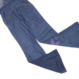 FADED GLORY Womens Blue Denim Dungarees Loose Cotton Blend XXS W28 L34 Floral