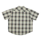 WRANGLER Mens Green & White Plaid Shirt 2XL Cotton Blend Casual Short Sleeve