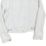 LEVI'S Womens White Denim Jacket L Cotton Blend Button Plain Classic Casual