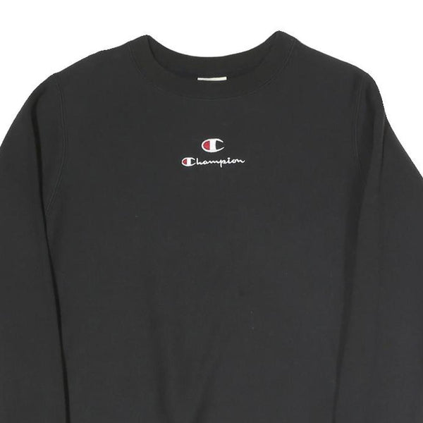 CHAMPION Mens Black Crew Neck XS Cotton Blend Pullover Sweatshirt Embroidered