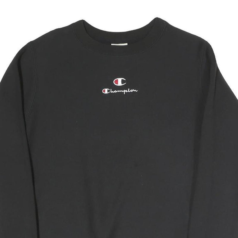CHAMPION Mens Black Crew Neck XS Cotton Blend Pullover Sweatshirt Embroidered