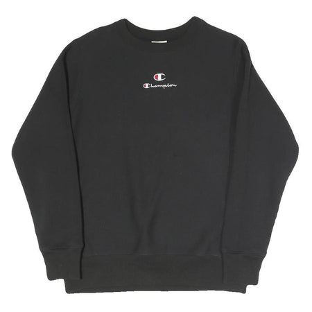CHAMPION Mens Black Crew Neck XS Cotton Blend Pullover Sweatshirt Embroidered