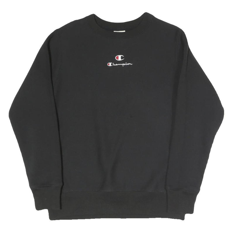 CHAMPION Mens Black Crew Neck XS Cotton Blend Pullover Sweatshirt Embroidered