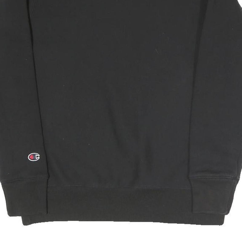 CHAMPION Mens Black Crew Neck XS Cotton Blend Pullover Sweatshirt Embroidered