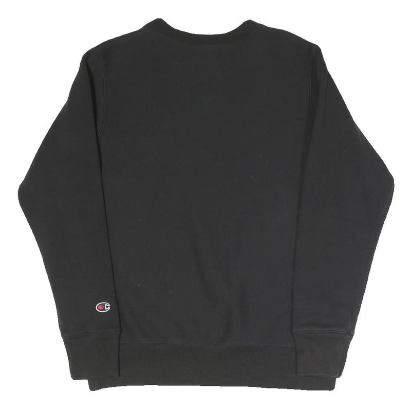 CHAMPION Mens Black Crew Neck XS Cotton Blend Pullover Sweatshirt Embroidered