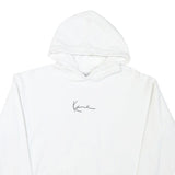 KARL KANI Mens White Hoodie S Minimal Script Logo Cotton Blend