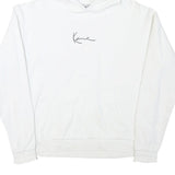KARL KANI Mens White Hoodie S Minimal Script Logo Cotton Blend