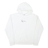 KARL KANI Mens White Hoodie S Minimal Script Logo Cotton Blend
