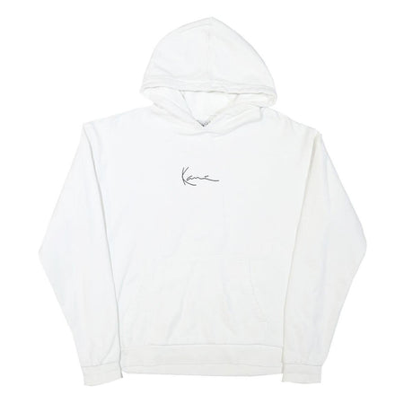 KARL KANI Mens White Hoodie S Minimal Script Logo Cotton Blend
