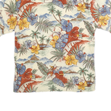 PIERRE CARDIN Mens Cream Hawaiian Rayon Shirt L Tropical Floral Casual