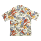 PIERRE CARDIN Mens Cream Hawaiian Rayon Shirt L Tropical Floral Casual