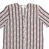 CHRISTIE JILL Womens White Blue & Red Printed Short Sleeve V-Neck Top M Stylish