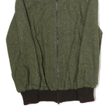 Womens Green Wool Blend Zip Jacket M Polyester Plain Casual Warm Outerwear