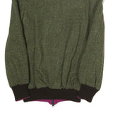 Womens Green Wool Blend Zip Jacket M Polyester Plain Casual Warm Outerwear