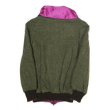 Womens Green Wool Blend Zip Jacket M Polyester Plain Casual Warm Outerwear