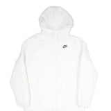 NIKE Mens White Long Sleeve Zip Up Puffer Jacket S Polyester Lightweight Hooded