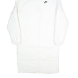 NIKE Mens White Long Sleeve Zip Up Puffer Jacket S Polyester Lightweight Hooded