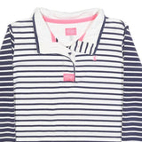JOULES Womens Navy & White Stripe Contrast Collar L Sweatshirt Cotton Blend