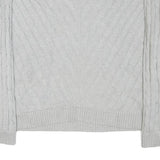 TOMMY HILFIGER Mens Grey Plain Cotton Blend V-Neck Cable Knit Jumper XL Classic