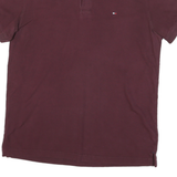 TOMMY HILFIGER Mens Maroon Polo Shirt M Short Sleeve Slim Fit Cotton Blend