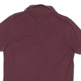 TOMMY HILFIGER Mens Maroon Polo Shirt M Short Sleeve Slim Fit Cotton Blend