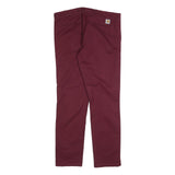 DICKIES Mens Cotton Blend Burgundy Regular Straight Trousers W38 L34 Workwear