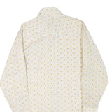 Mens Cream Shirt Cotton Blend M Patterned Classic Fit Long Sleeve Button Closure