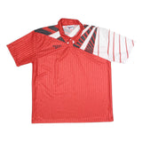 REEBOK Mens Red & White Short Sleeve Geometric Polo Shirt XL Polyester Sports